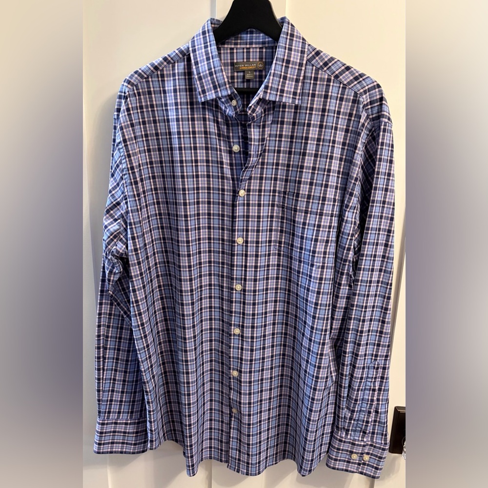 Peter Millar Blue Pink Purple Checkered Shirt